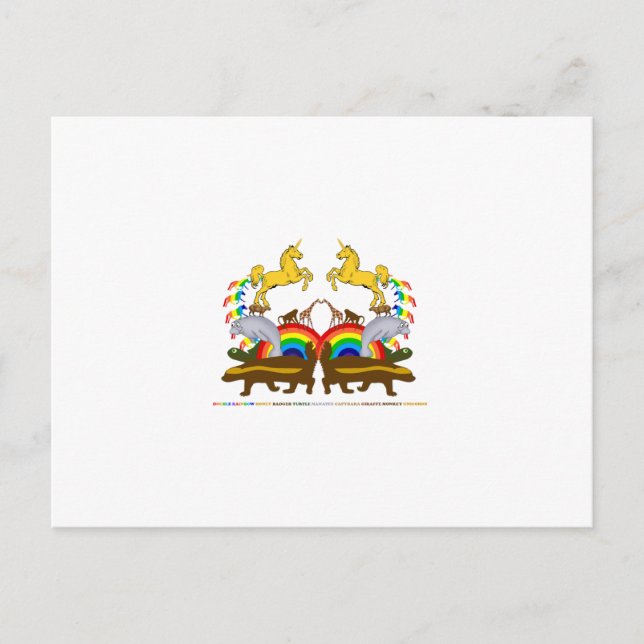 Carte Postale Double Rainbow Honey Badger Turtle Manatee... (Devant)