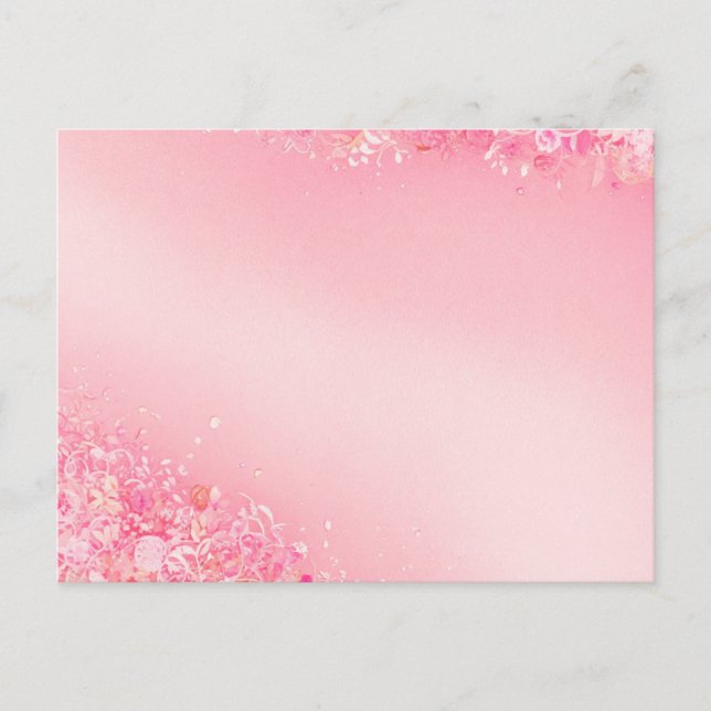 Carte postale douce Aquarelle rose florale (Devant)