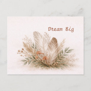 Carte Postale Douce Bohème Botanique Aquarelle aux Plumes 