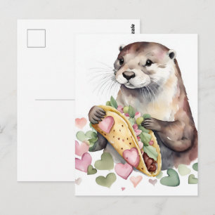 Carte Postale Douce Loutre Adorable Avec Taco