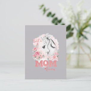 Carte Postale Douce Mère et Enfant Aquarelle Roses "Meilleure Ma
