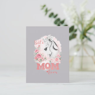 Carte Postale Douce Mère et Enfant Aquarelle Roses "Meilleure Ma