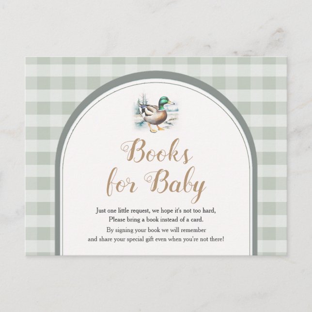 Carte Postale Douce petite canette Colvert Gingham Baby Shower (Devant)
