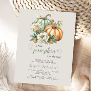 Carte Postale Douce petite citrouille florale bébé shower d'auto