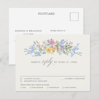 Carte Postale Douce Réponse Florale de Jardin Orné de Pastel Chi