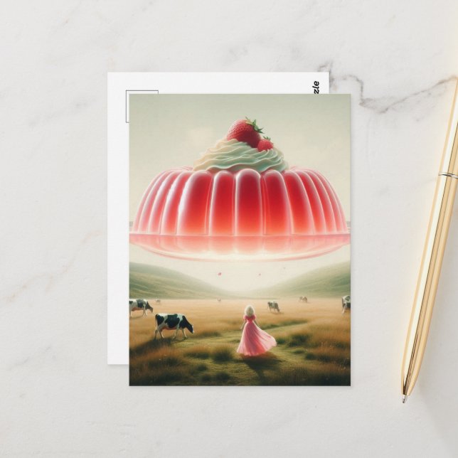 Carte Postale Douceur surréaliste rose (Devant/Arrière en situation)