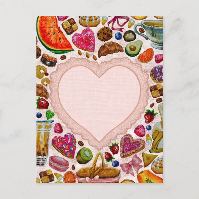 Carte Postale Douceurs de pâtisserie mignonnes (Devant)