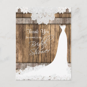 Carte Postale Douche de Mariée en Bois Rustique et Dentelle Vint