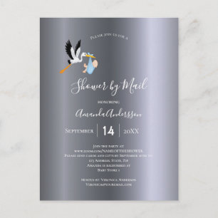 Carte Postale Douche par la cigogne de courrier bébé garçon arge