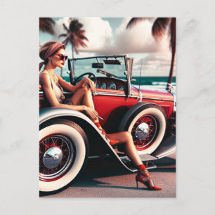 Carte Postale Douche rideau Voiture classique