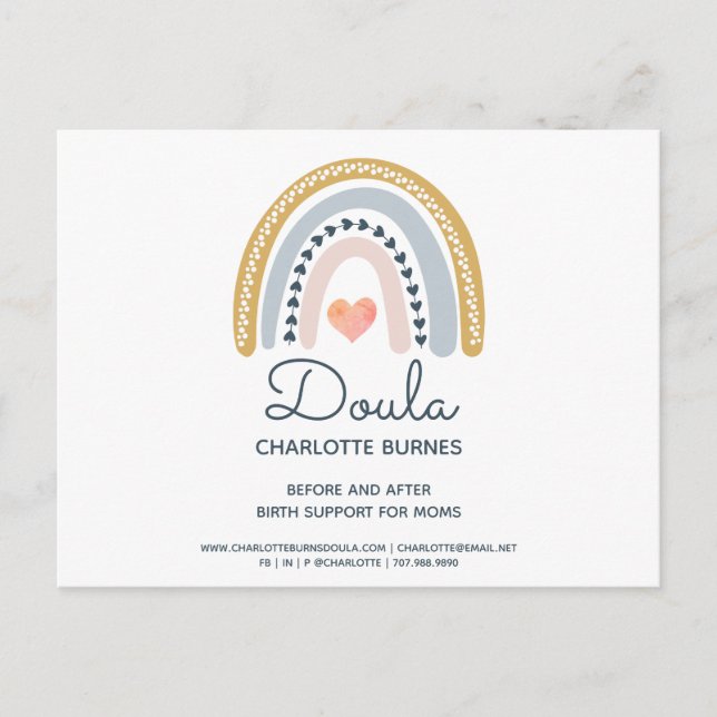 Carte Postale Doula Aquarelle Arc-en-Ciel (Devant)