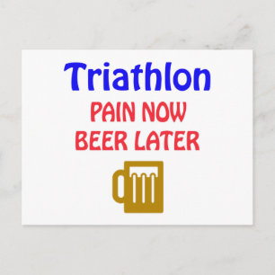 Carte Postale Douleur de triathlon maintenant bière plus tard