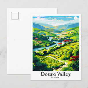 Carte Postale Douro Valley Portugal Illustration Vintage voyage