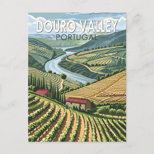 Carte Postale Douro Valley Portugal Travel Art Vintage (Devant)