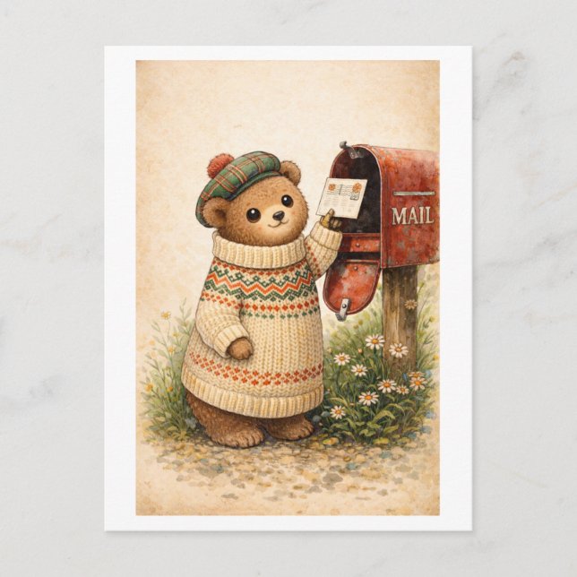 Carte postale d'ours de style vintage (Devant)