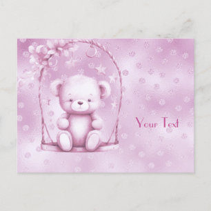 Carte postale d'ours en peluche rose