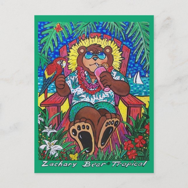 Carte postale d'ours tropicale (Devant)