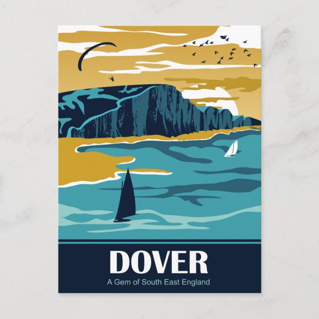 Carte Postale Douvres en bleu (Devant)