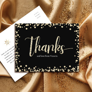 Carte Postale Doux 16 Anniversaire Merci Or Noir Paillettes