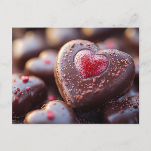 Carte Postale Doux coeur Praline de chocolat Saint-Valentin (Devant)