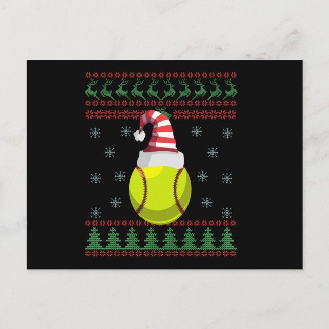 Carte Postale Doux de Noël moche Softball Sport Amateurs Cadeau (Devant)