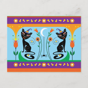 Carte Postale Doux Whiskers et Fleurs Sombres
