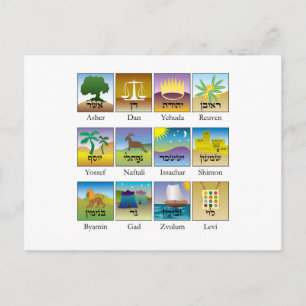 Carte Postale Douze tribus de sceaux d'Israël