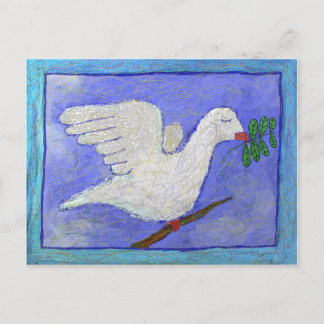 Carte Postale Dove avec branche d'olivier