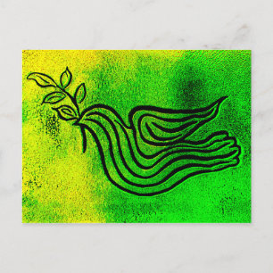 Carte Postale Dove avec feuille de figue par Gina Lee Ronhovde
