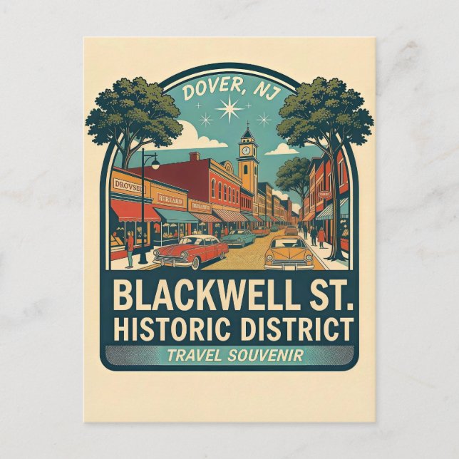 Carte Postale Dover NJ Blackwell St quartier historique Rétro (Devant)