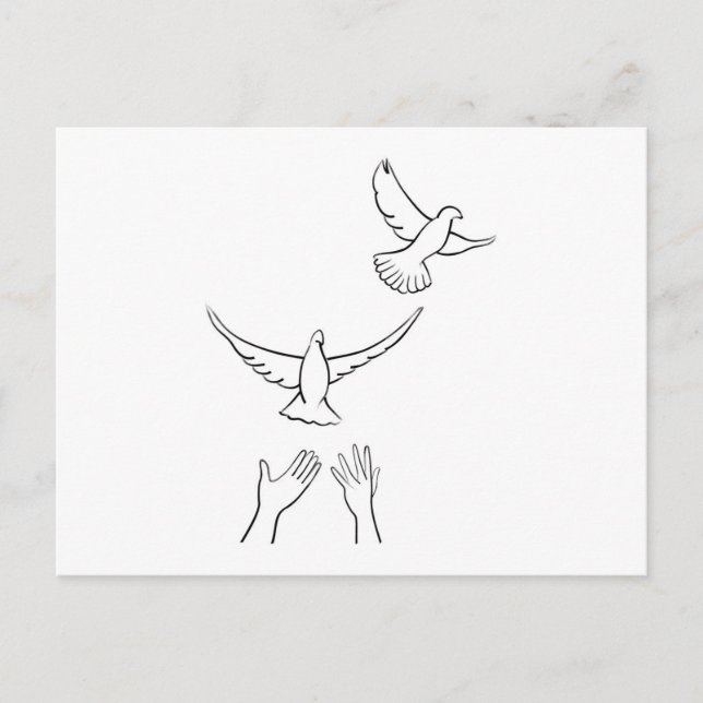 Carte Postale Doves relâchantes des mains (Devant)