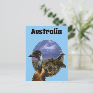 Carte Postale "Down Under Duo : Emu and Kookaburra in Popout Art