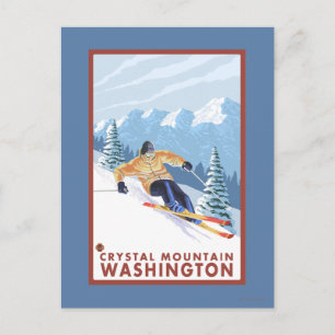 Carte Postale Downhhill Snow Skier - Crystal Mountain, WA