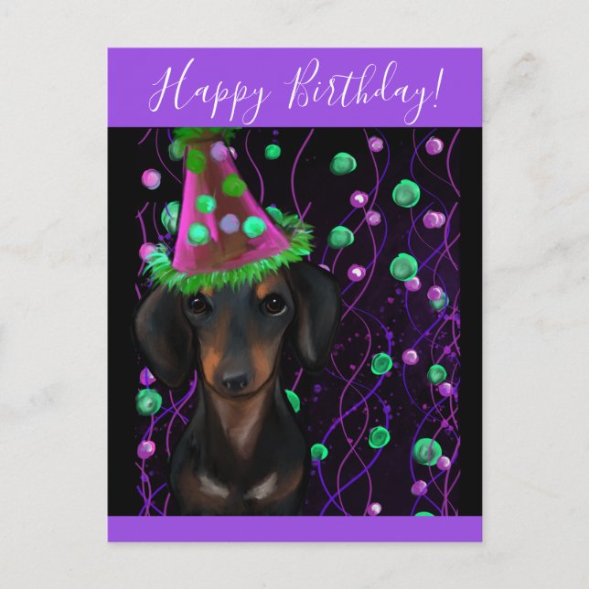 Carte Postale Doxie noir et feu (Devant)