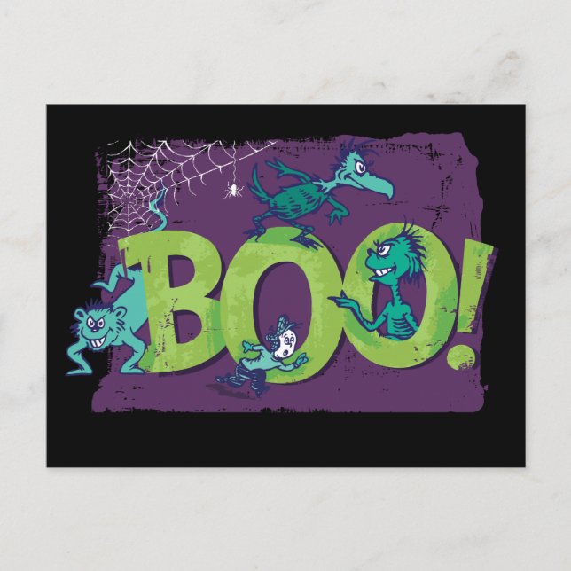 Carte Postale Dr Seuss | BOO ! Graphique d'Halloween (Devant)