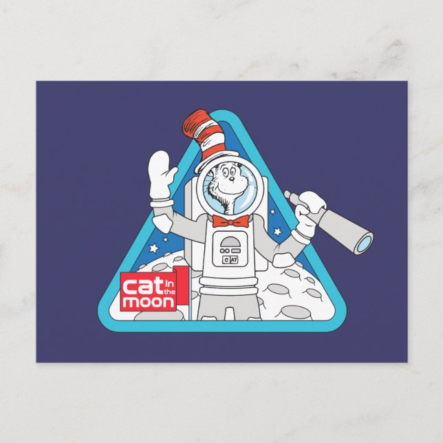 Carte Postale Dr Seuss | Cat in the Moon Outer Space Graphic (Devant)