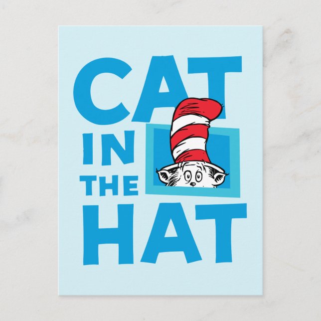 Carte Postale Dr Seuss | Chat dans le logo du Casquette (Devant)