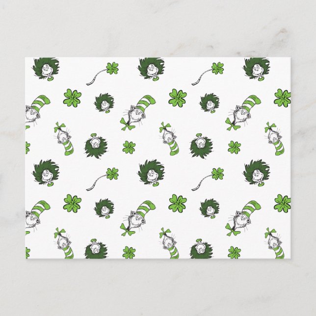 Carte Postale Dr Seuss | Chat dans le Motif Casquette Clover (Devant)