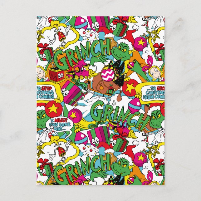 Carte Postale Dr. Seuss | Grinch Motif Coloré (Devant)