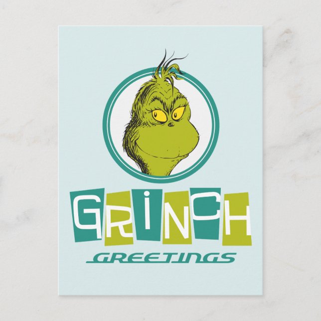 Carte Postale Dr. Seuss | Grinch Salutations (Devant)