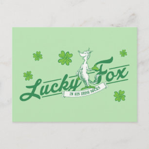 Carte Postale Dr Seuss   Lucky Fox Dans Ses Chaussettes Irlandai