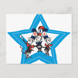 Carte Postale Dr. Seuss   Petits Chats USA Chapeaux Graphique