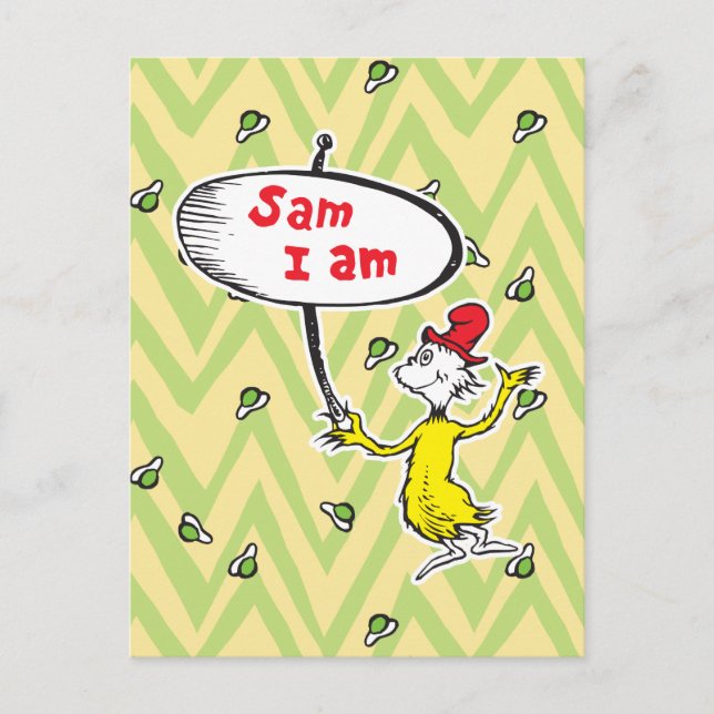 Carte Postale Dr. Seuss | Sam-I-Am tenant une pancarte (Devant)