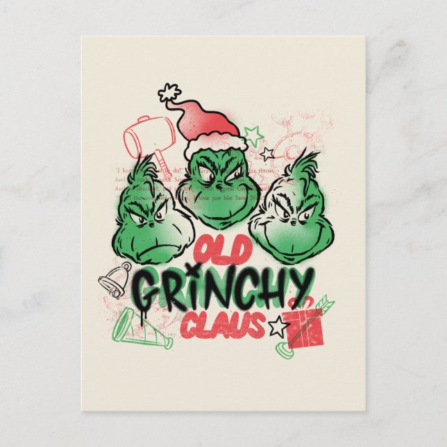 Carte Postale Dr. Seuss | Vieux Grinch Noël (Devant)