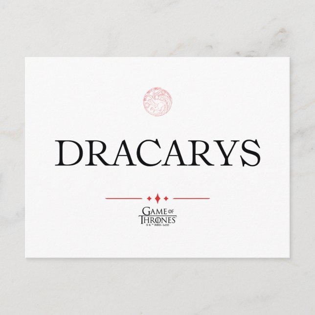 Carte Postale Dracarys (Devant)