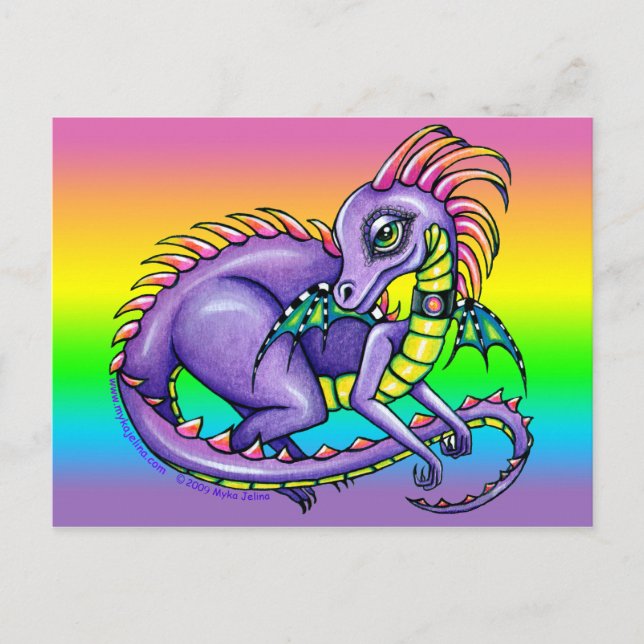 Carte postale "Draco" Bébé mignon Rainbow Dragon (Devant)