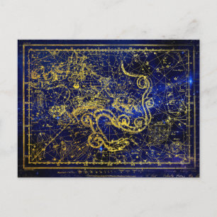 Carte Postale Draco Gold Constellation Faux