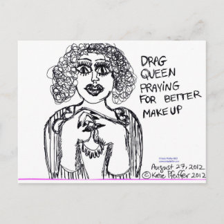 Carte Postale Drag Queen à la recherche d'un meilleur maquillage