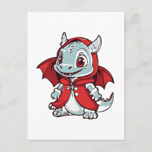 Carte Postale Dragon albinos en rouge