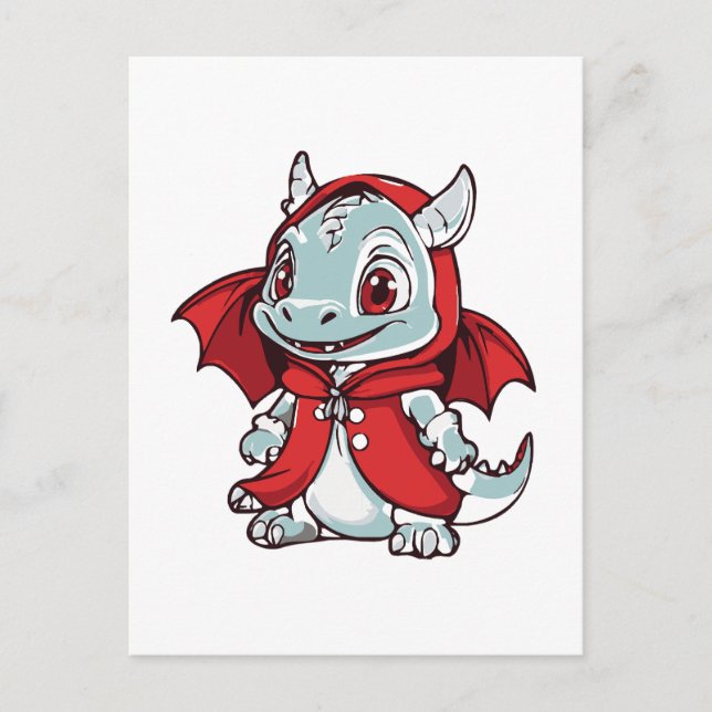 Carte Postale Dragon albinos en rouge (Devant)
